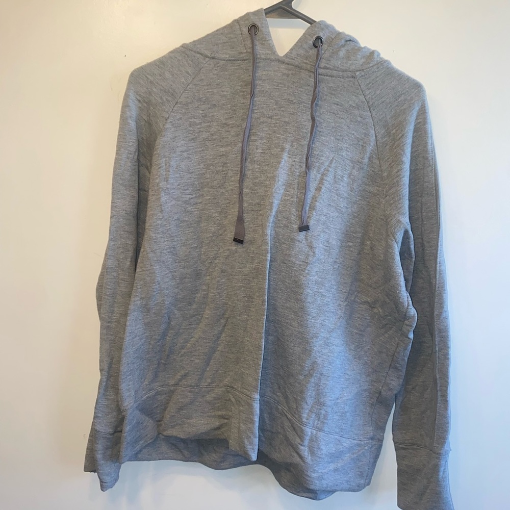 Gray hoodie with mesh stripe on sleeve
